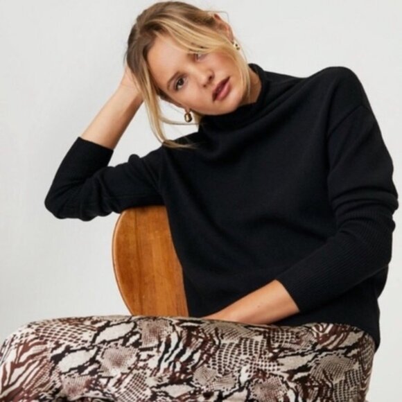 Aritzia Wilfred Cyprie Wool Turtleneck Sweater Mock Neck Black Size XS - Picture 1 of 7